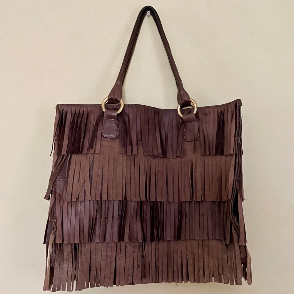 Novella Royale | Fringed Two-Tone Leather Bag ♥ Like new! - Picture 2 of 9